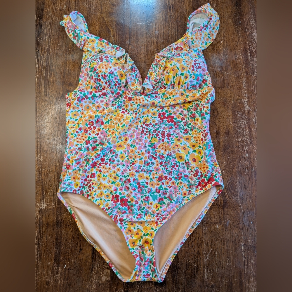 J. Crew Floral Swimsuit One Piece XL NWT